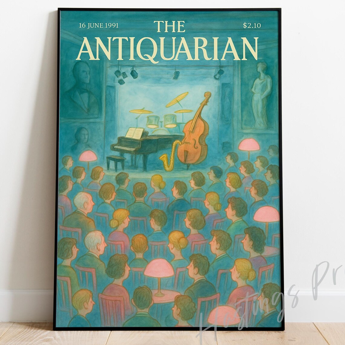 The Antiquarian Jazz Club Stage Piano Bass Audience Magazine Cover Poster