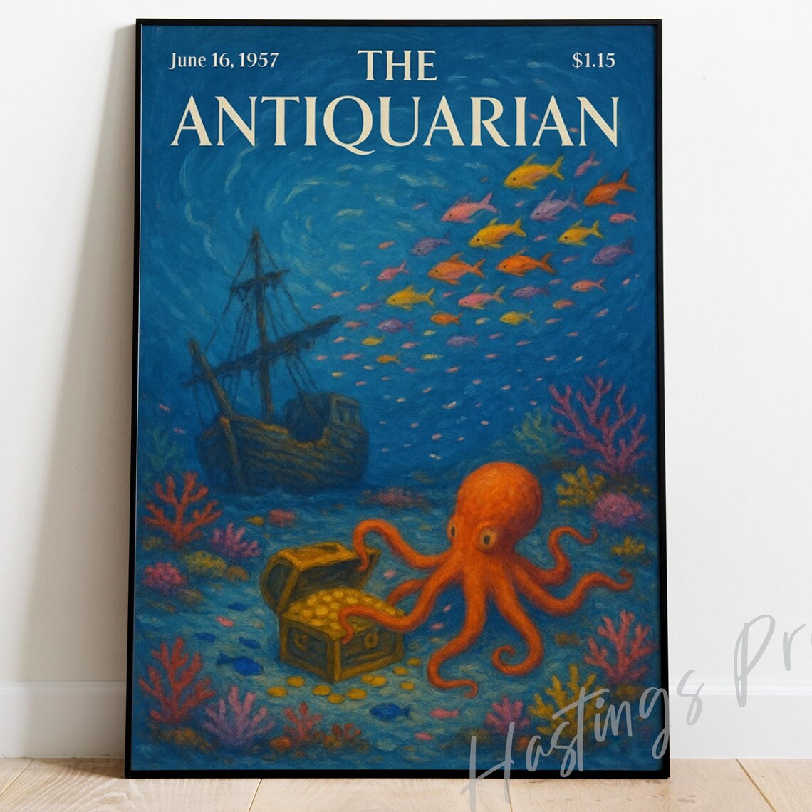 The Antiquarian Octopus Treasure Chest Sunken Ship Underwater Cover Poster