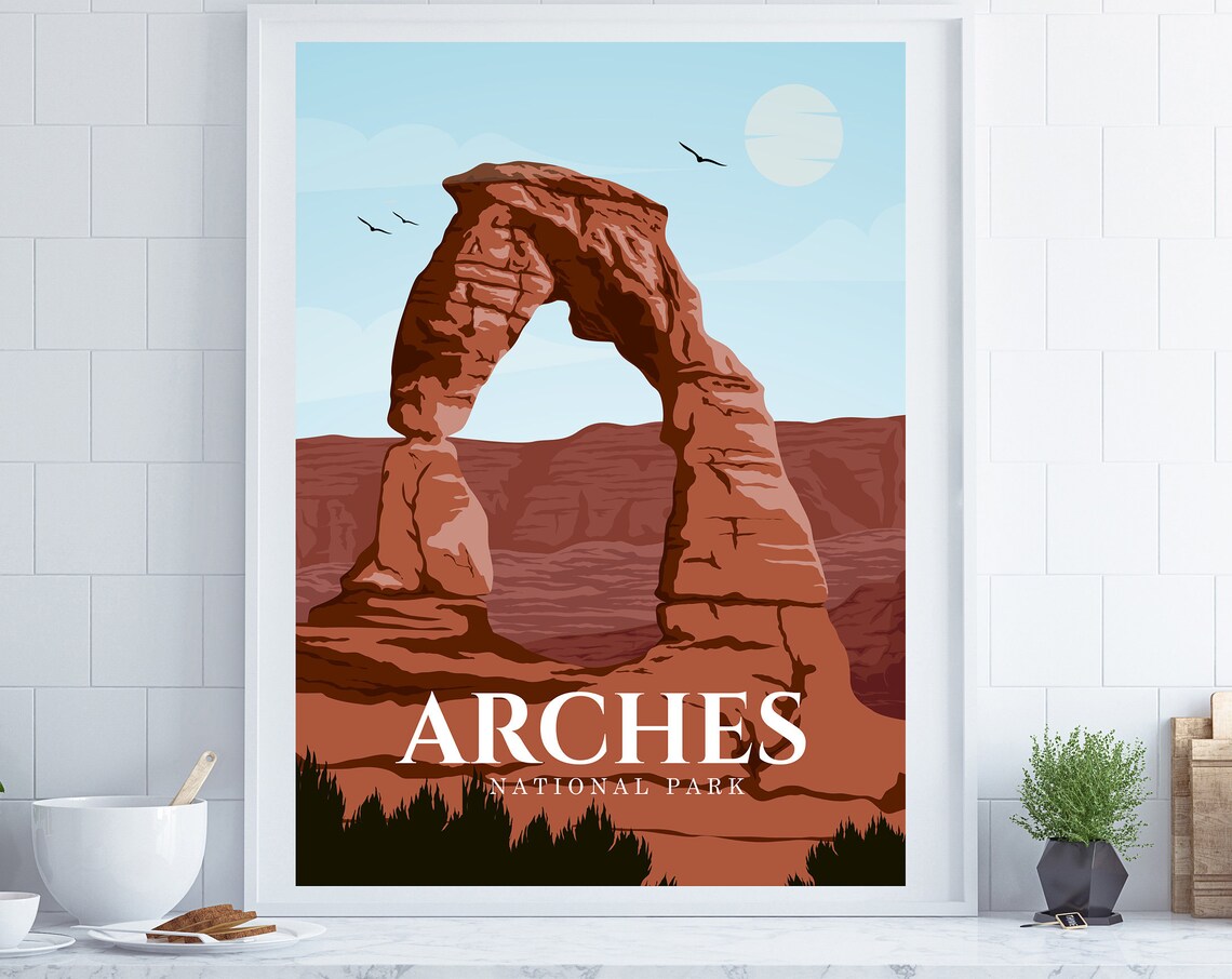 Arches National Park Red Rock Arch Utah Desert Travel Poster