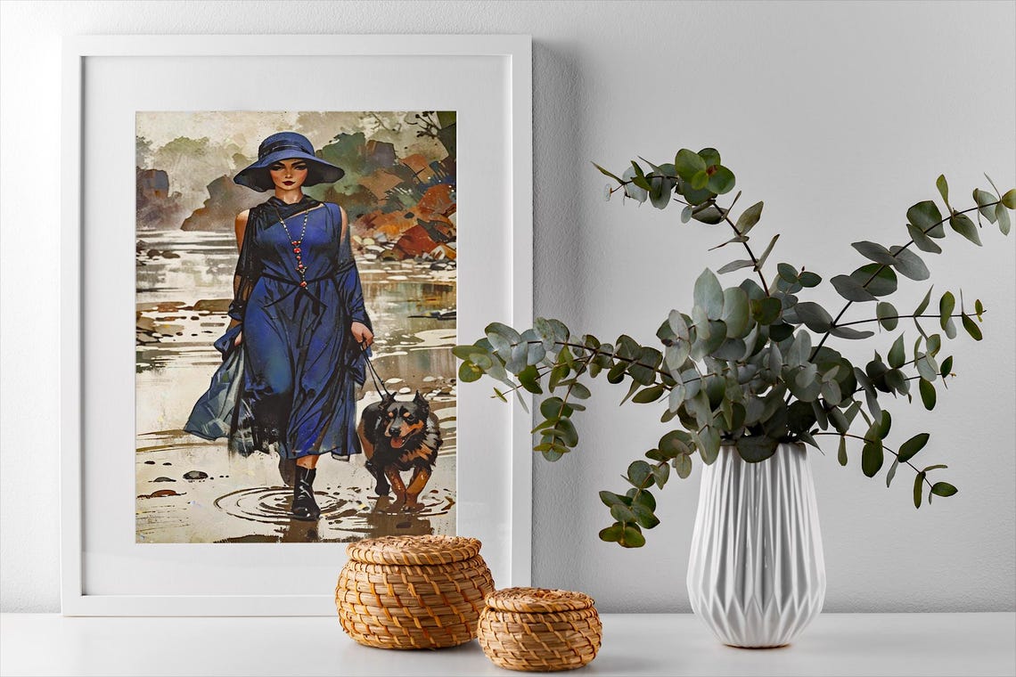 Woman With Dog Art Deco Poster, Vintage Fashion Picture - Image 4