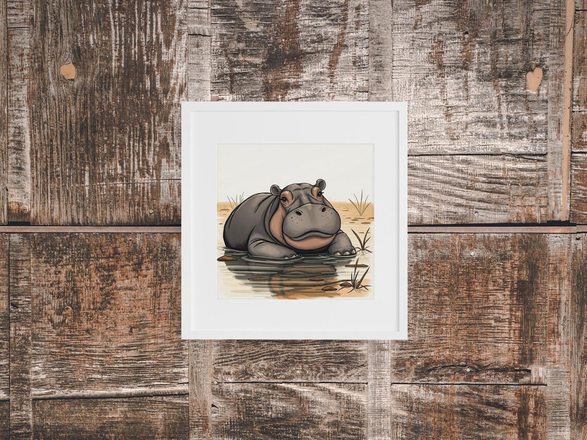 Hippo Lover Gift, Animal Poster For Kids - Image 6