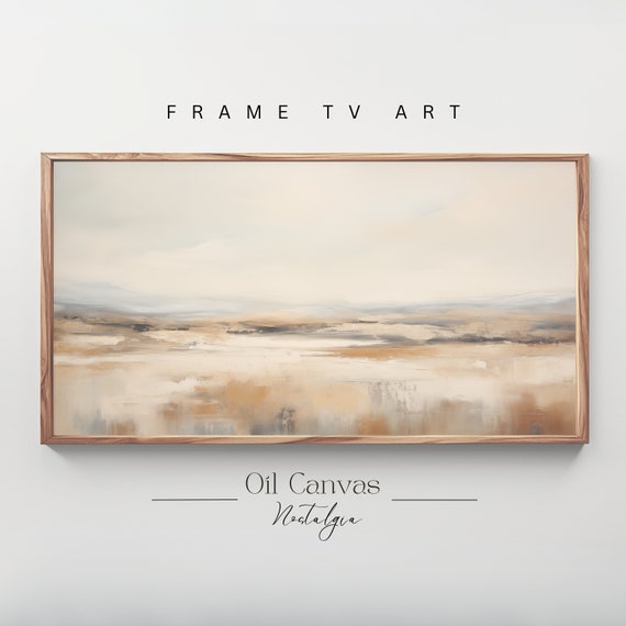 Frame Tv Art Moody Abstract Oil Painting Minimalist Earth Tone Decor Rustic Wall Art