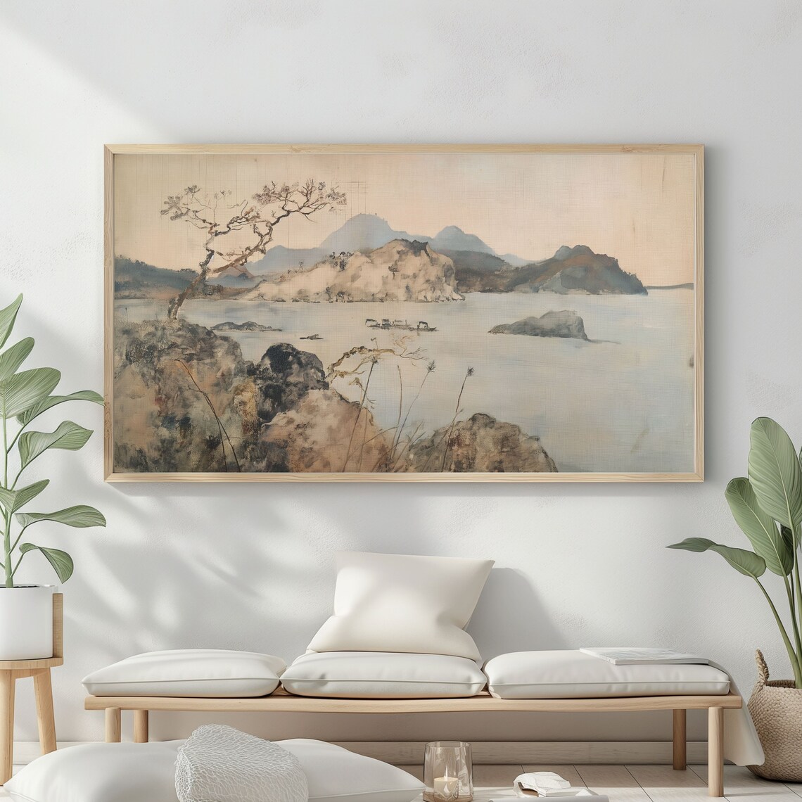 Frame Tv Art Vintage Beach Oil Painting Summer Sea Art Ocean Frame Tv Art Costal Landscape Blue Nautical Seascape - Image 2