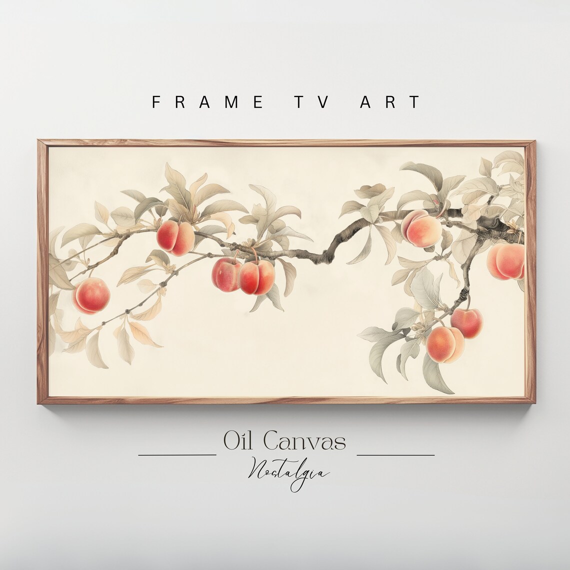 Rustic Neutral Peaches Tree Sketch Frame Tv Art Vintage Farmhouse Kitchen Art Decor Instant