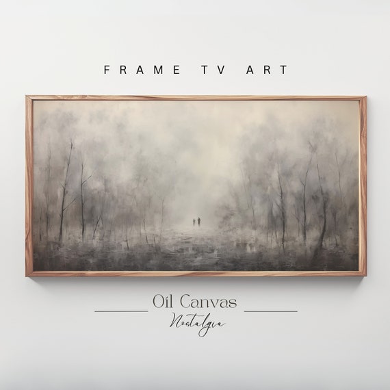 Frame Tv Halloween Art Oil Painting Moody Landscape Dark Academia Spooky Art Foggy Mysterious Scene
