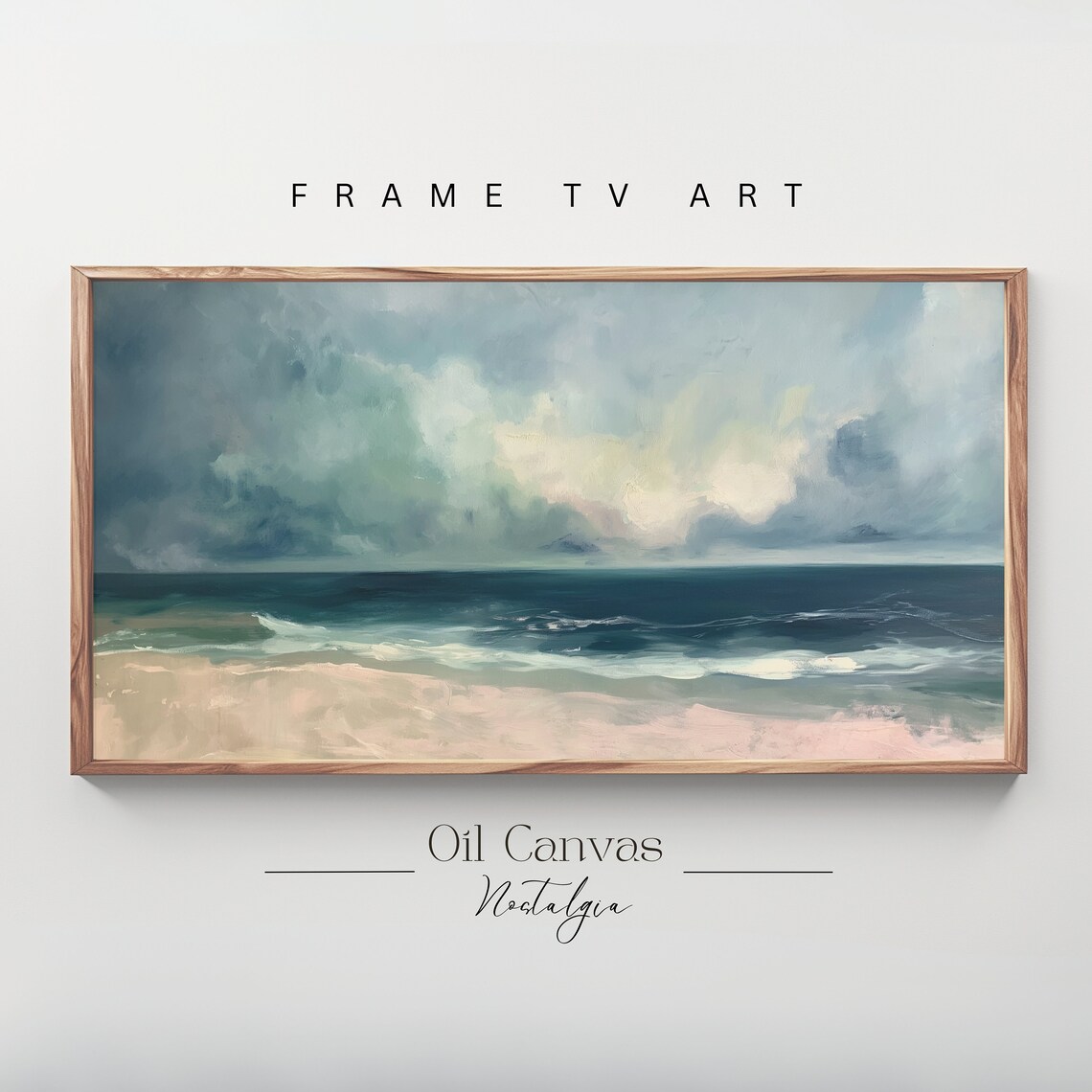 Frame Tv Art Abstract Beach Oil Painting Summer Sea Art Ocean Frame Tv Art Landscape Blue Nautical Seascape