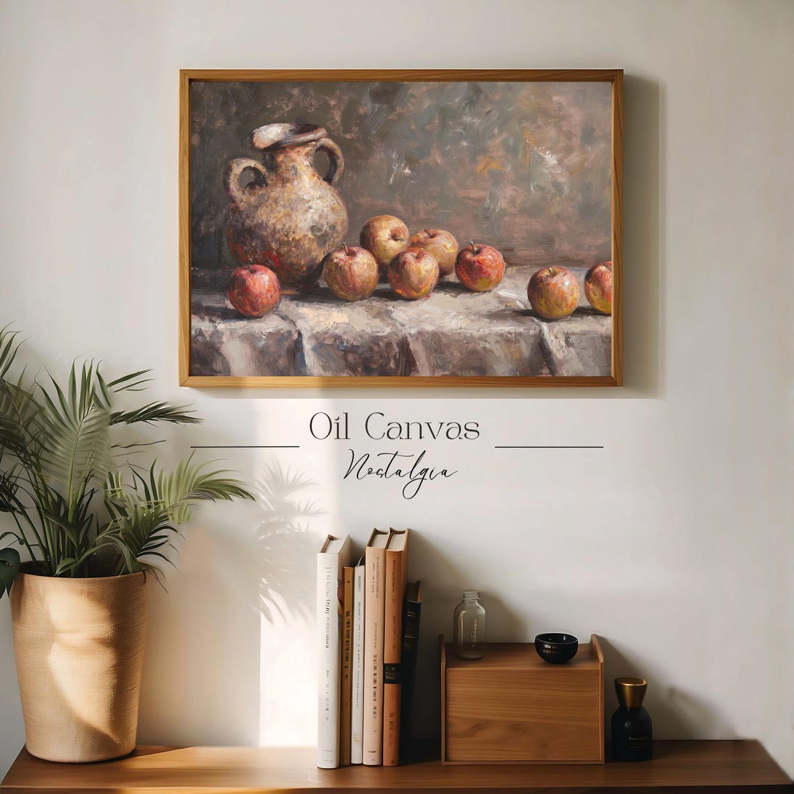Rustic Clay Pitcher Red Apples Vintage Still Life Oil Painting Poster - Image 3