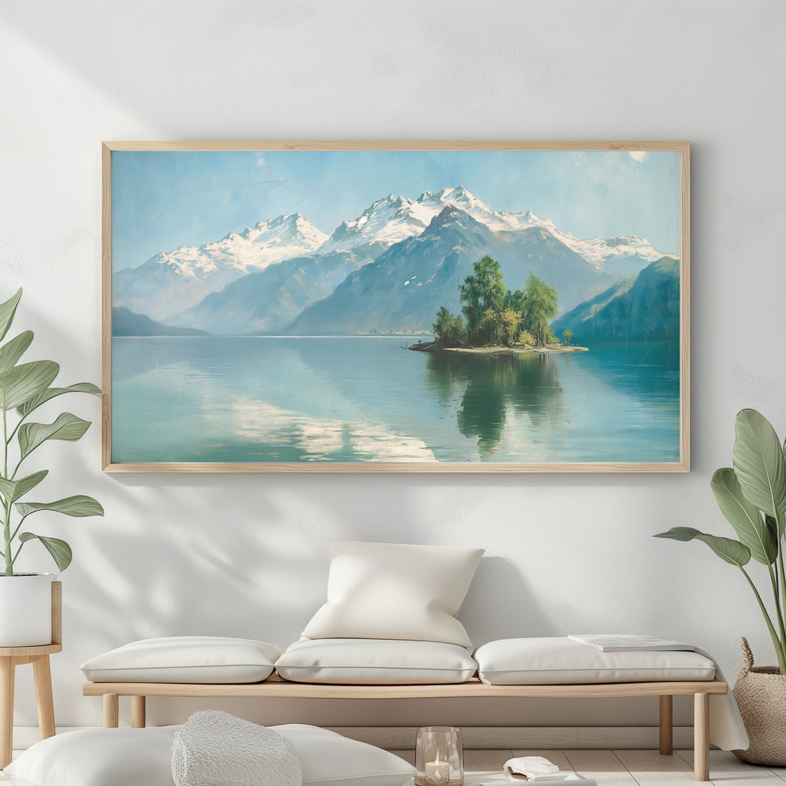 Mountain Landscape Frame Tv Art Vintage Rustic Scenery Oil Painting Farmhouse Decor Nature Wall Art Instant - Image 2