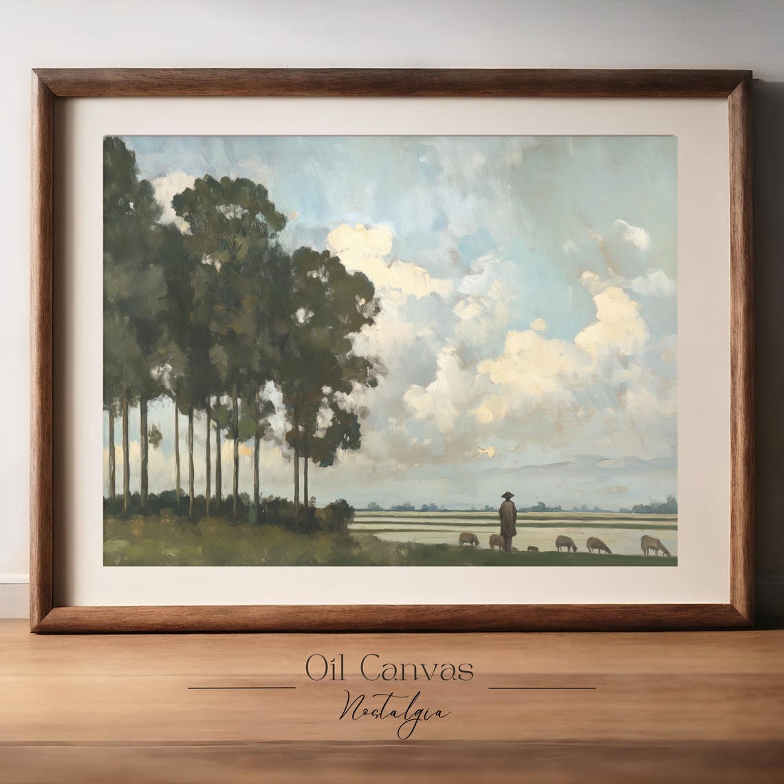 Wall Art Autumn Landscape Oil Painting Rustic Country Decor Moody Muted Colours - Image 2