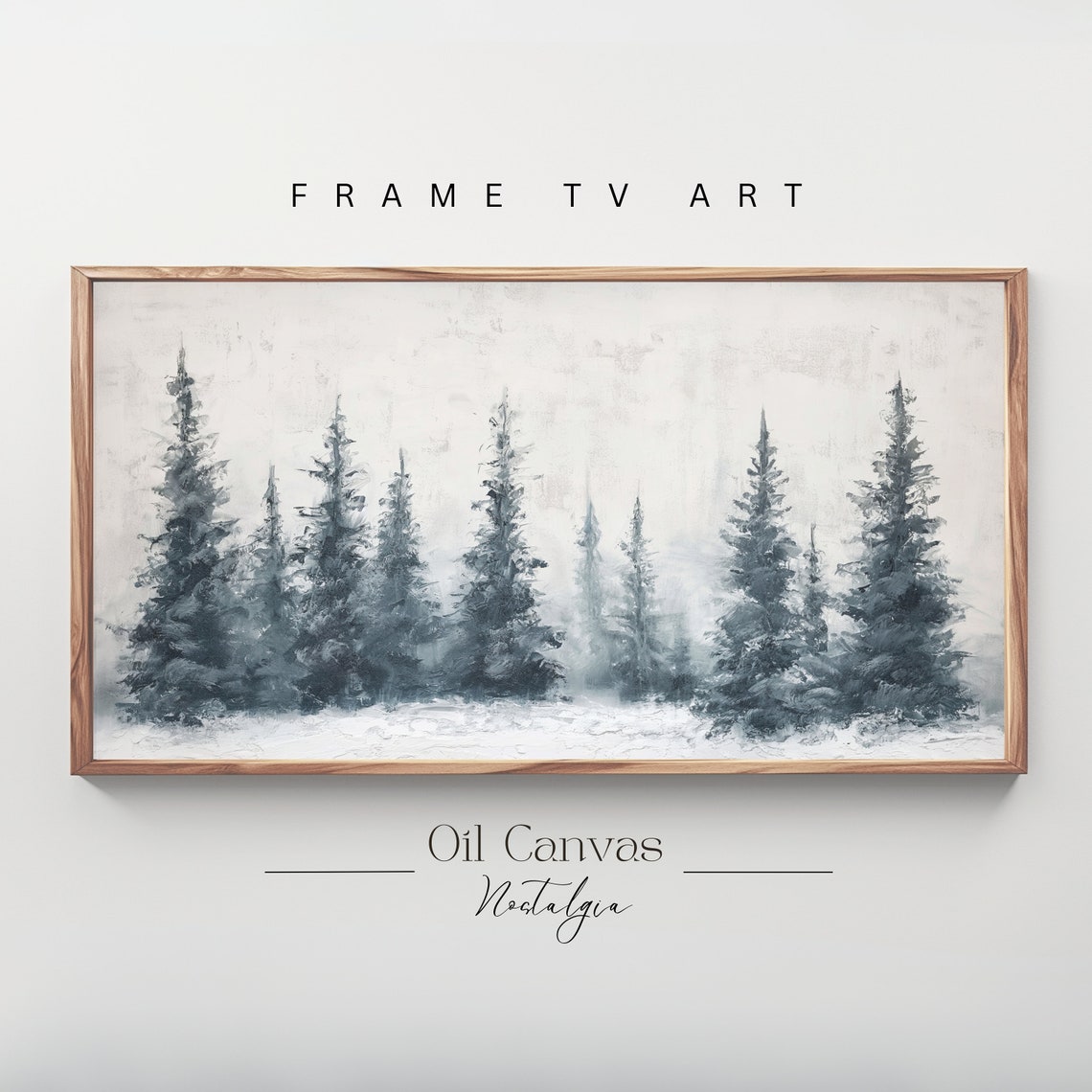 Snowy Pine Forest Row Frosted Evergreens White Winter Minimal Poster