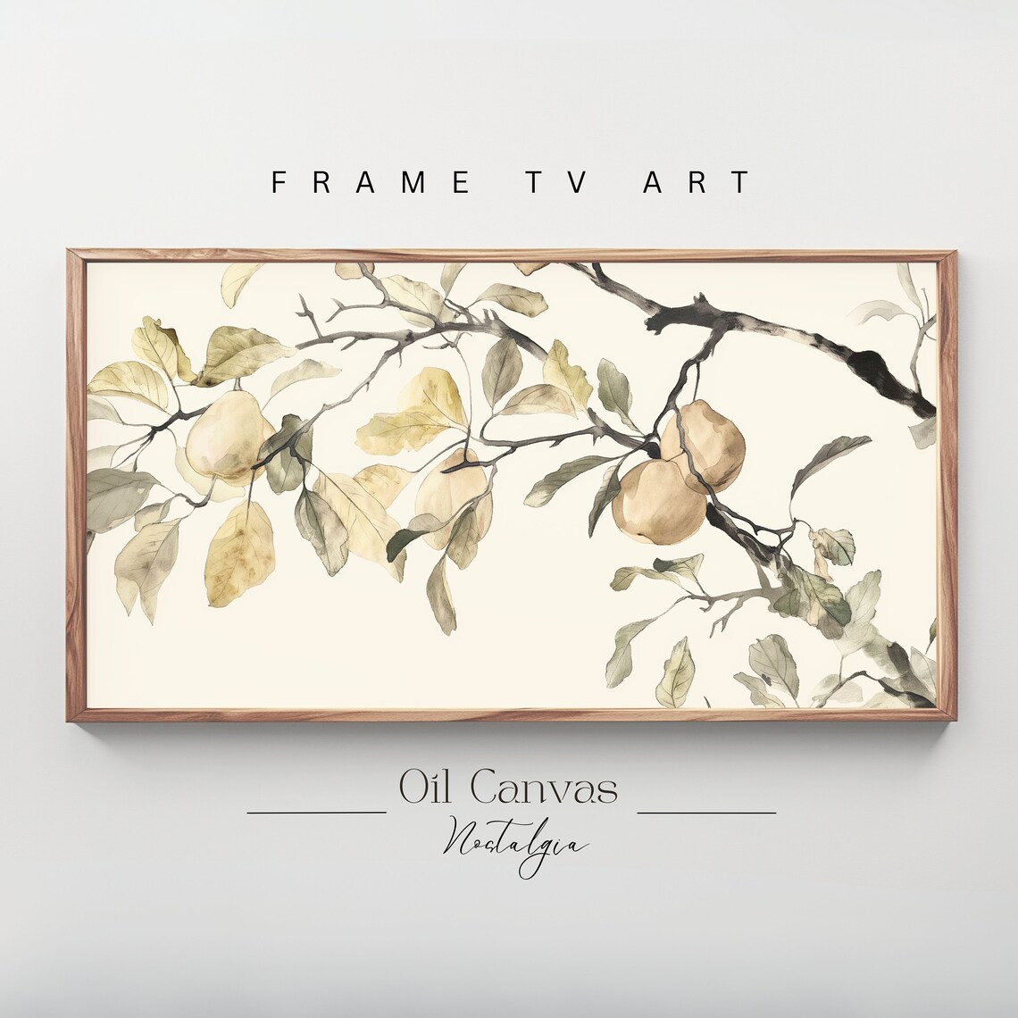 Rustic Neutral Pear Tree Sketch Frame Tv Art Vintage Farmhouse Kitchen Art Decor Instant