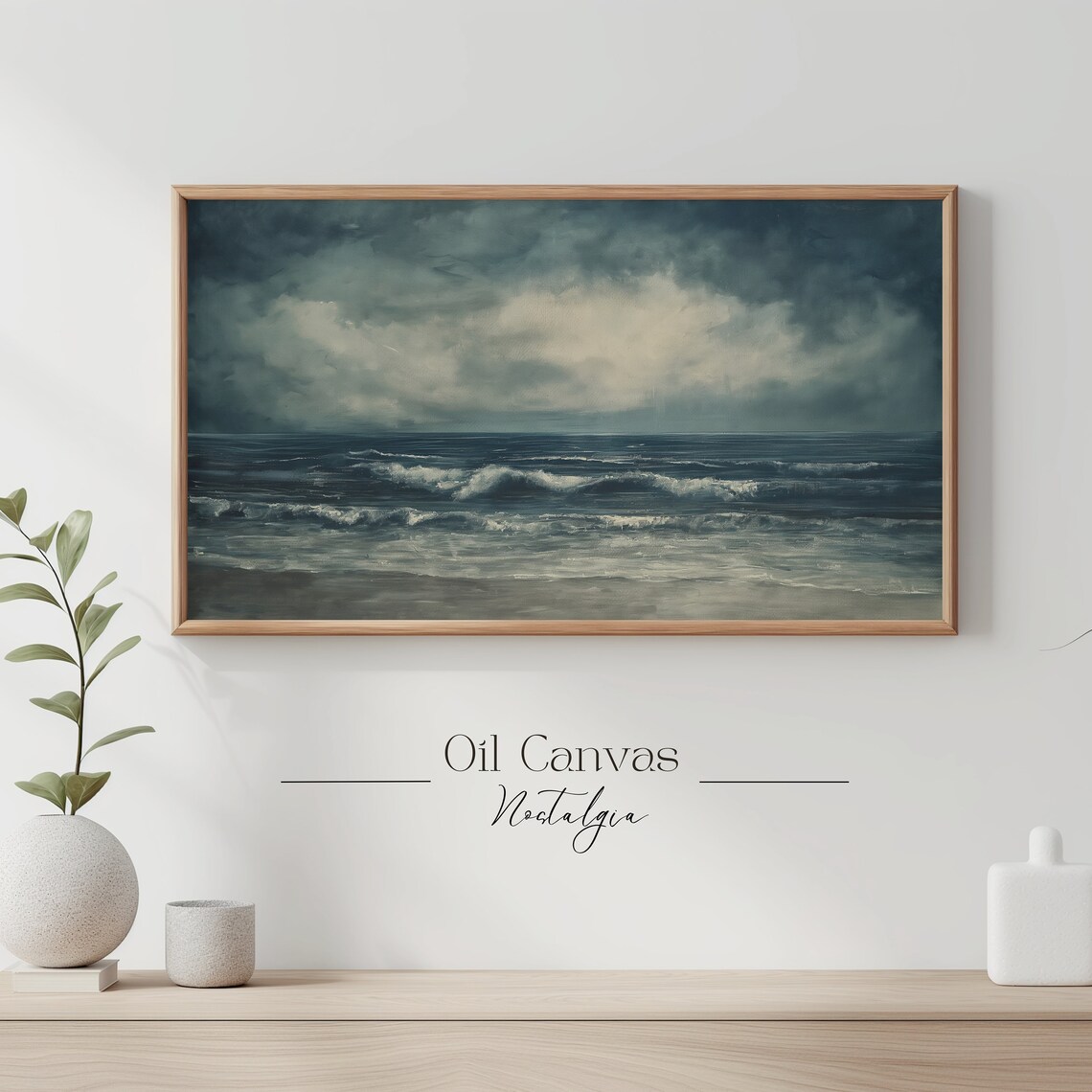 Frame Tv Art Abstract Beach Oil Painting Summer Sea Art Ocean Frame Tv Art Landscape Blue Nautical Seascape - Image 3