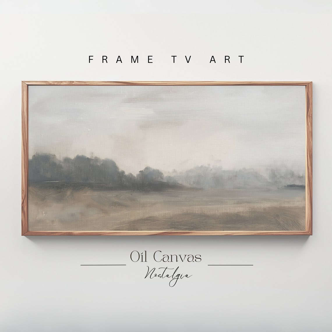 Misty Abstract Horizon Field Gray Beige Minimalist Calm Canvas Poster