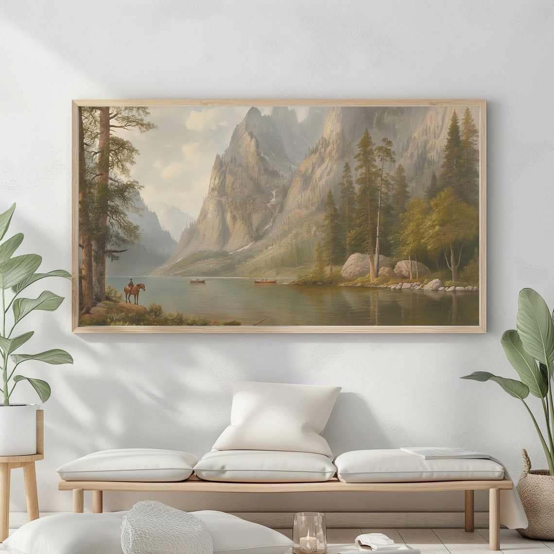 Mountain Landscape Frame Tv Art Vintage Rustic Scenery Oil Painting Farmhouse Decor Nature Wall Art Instant - Image 2
