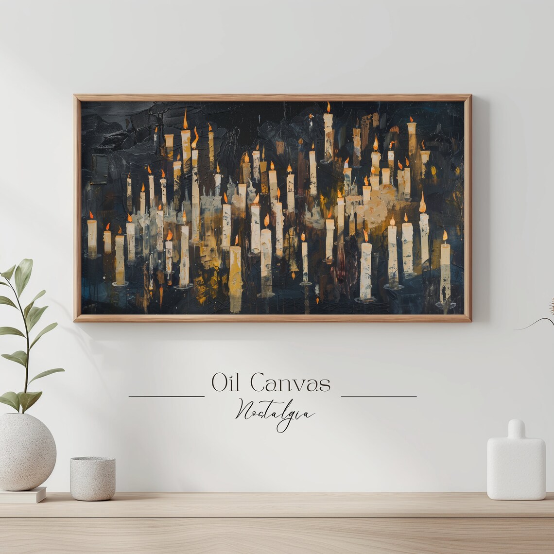 Dozens Of Burning Candles In Darkness Spooky Halloween Night Vintage Oil Painting Poster - Image 3