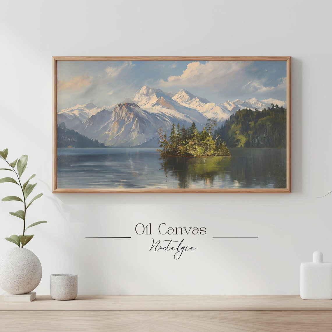 Mountain Landscape Frame Tv Art Vintage Rustic Scenery Oil Painting Farmhouse Decor Nature Wall Art Instant - Image 3