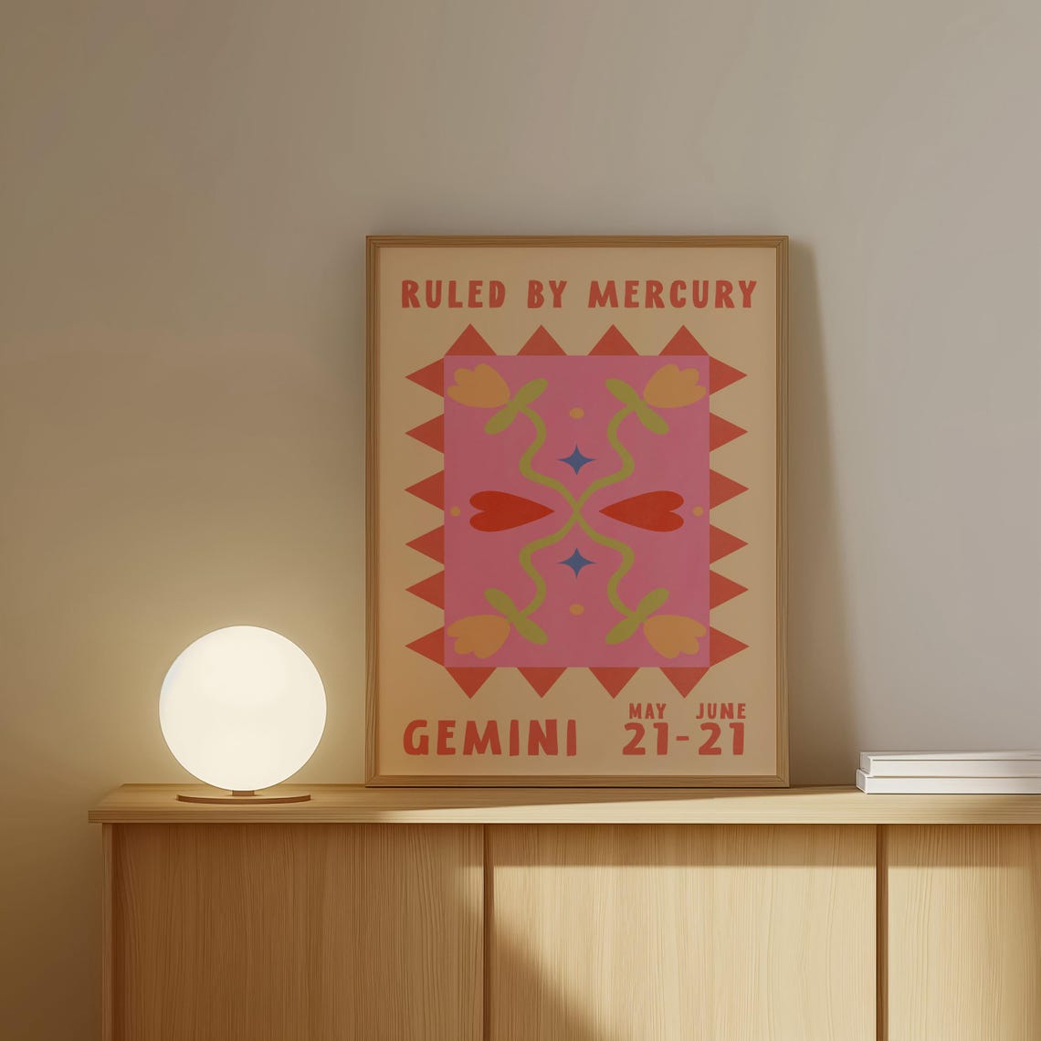Gemini Zodiac Poster Ruled By Mercury Retro Flower Astrology Print - Image 4