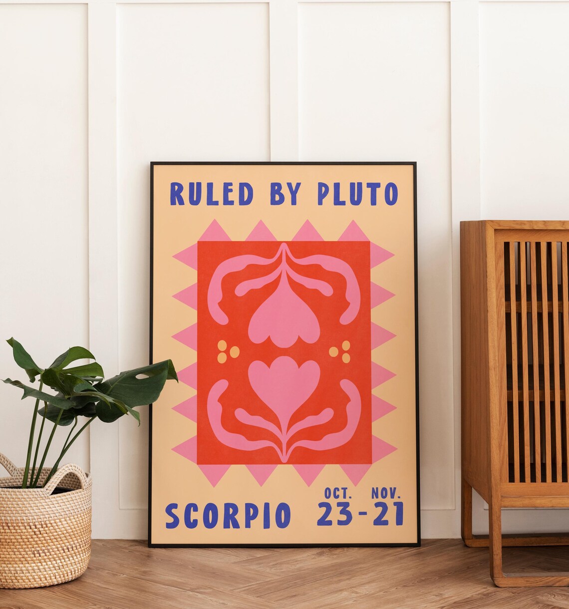 Scorpio Zodiac Flower Poster Ruled By Pluto Retro Astrology Print - Image 3