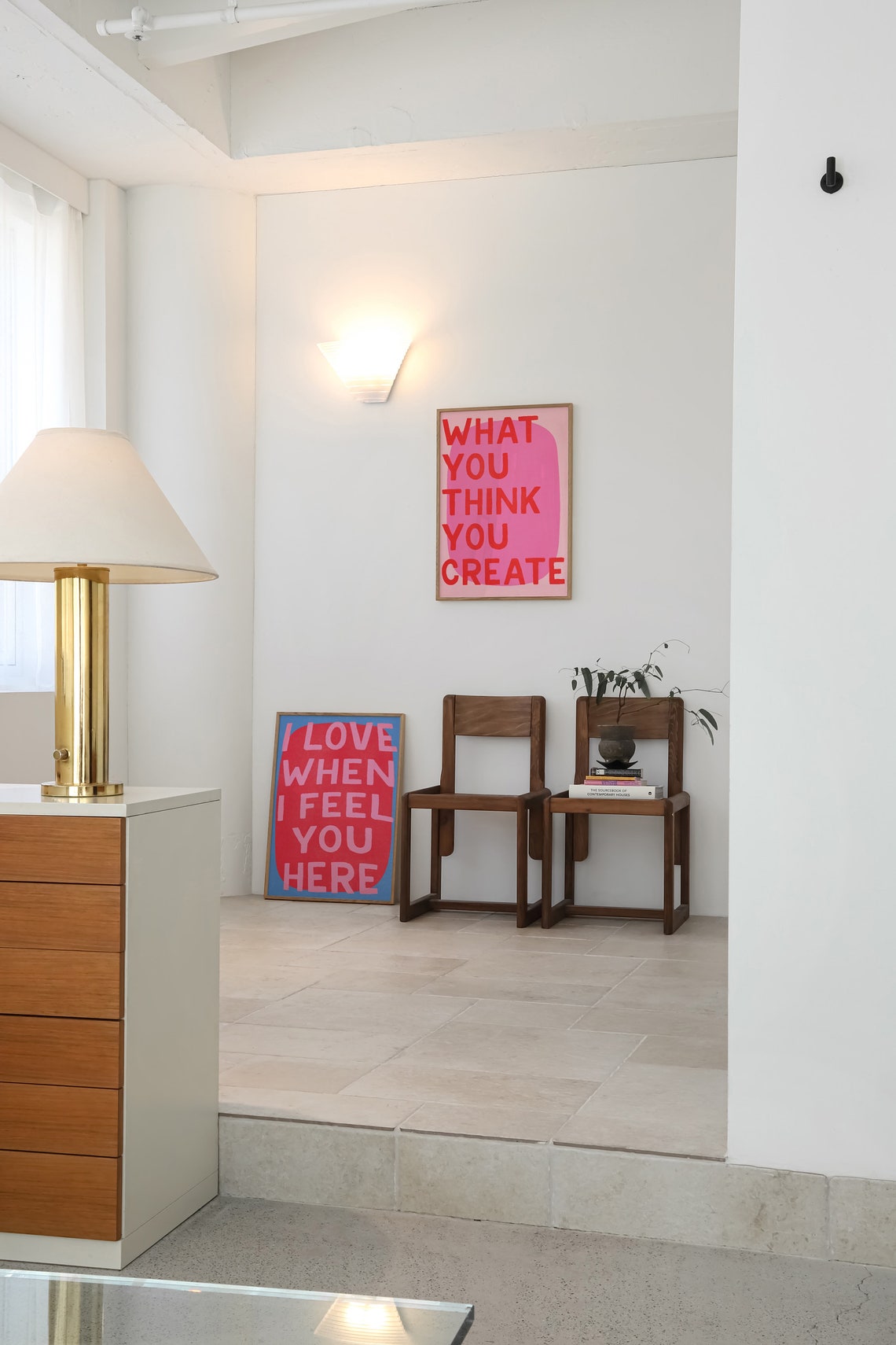 What You Think You Create Bold Red Pink Manifestation Quote Poster - Image 2