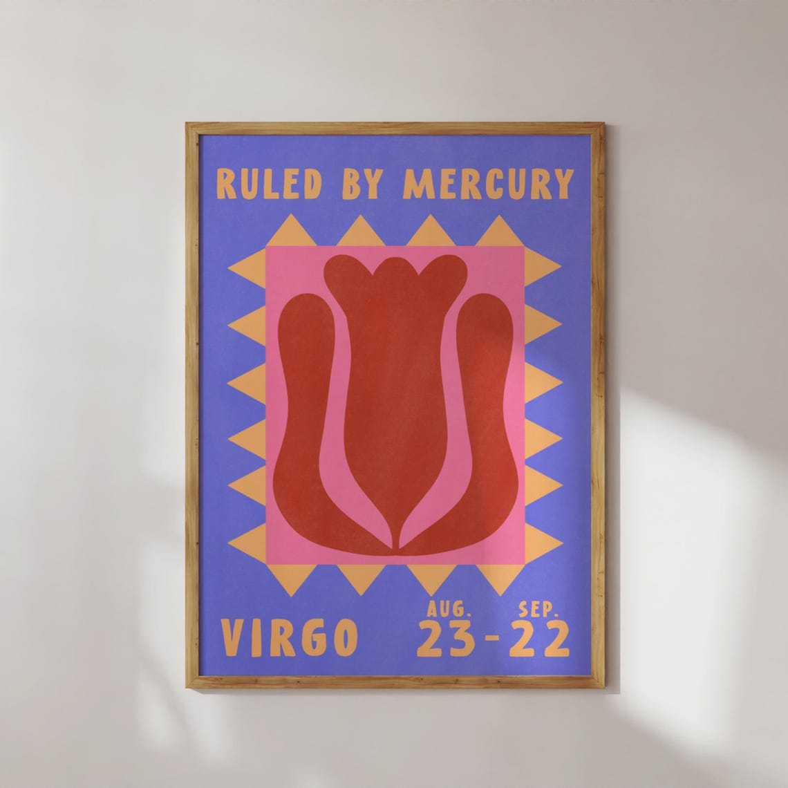 Virgo Zodiac Tulip Poster Ruled By Mercury Retro Astrology Print