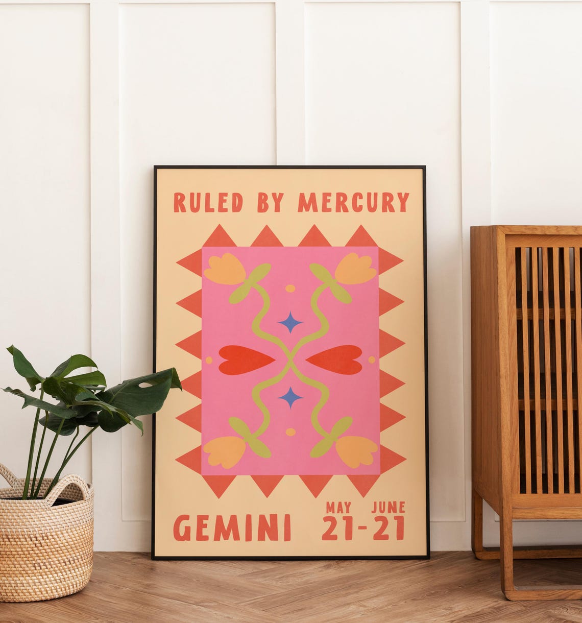 Gemini Zodiac Poster Ruled By Mercury Retro Flower Astrology Print - Image 5