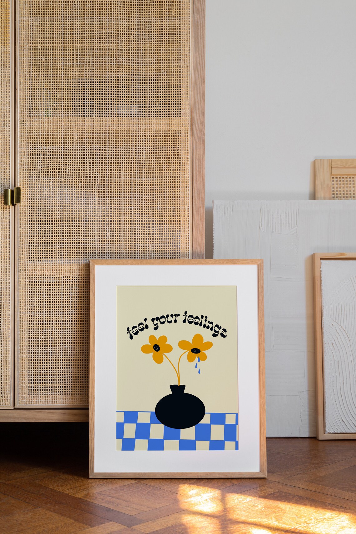 Feel Your Feelings Quote Poster With Crying Yellow Flowers Design - Image 3