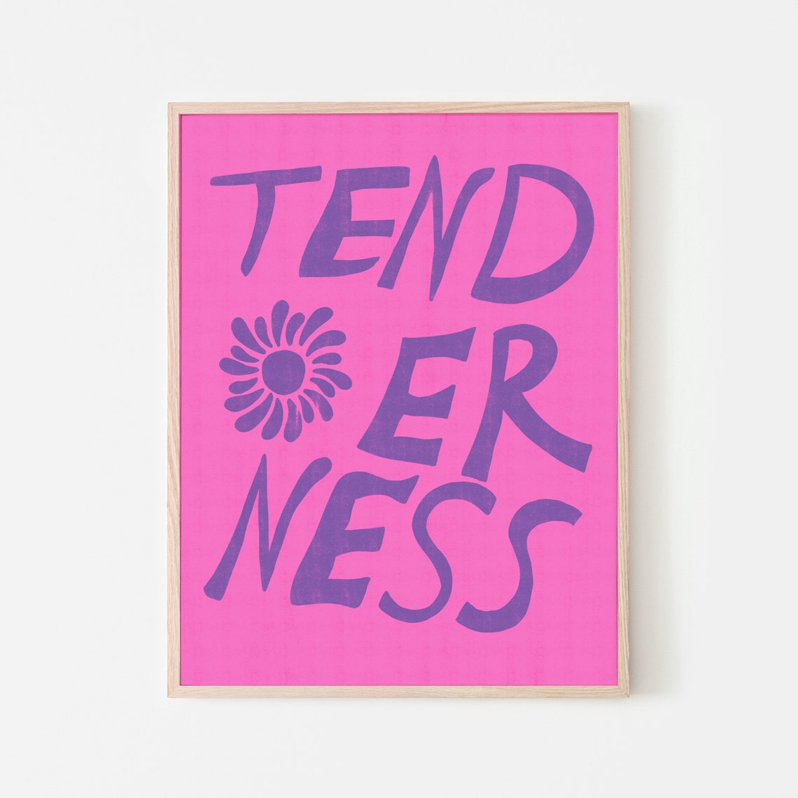 Tenderness Typography Poster in Purple Wavy Letters on Hot Pink - Image 3