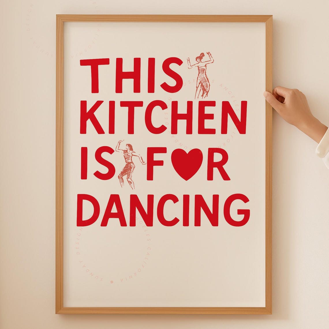 This Kitchen Is For Dancing Red Quote Dancer Sketch Wall Poster