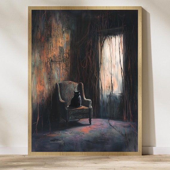 Gothic Black Cat Wall Art Vintage Black Cat Wall Art Mystical Cat And Moody Room Art Moody Wall Art Moody Wall Art Cat Poster
