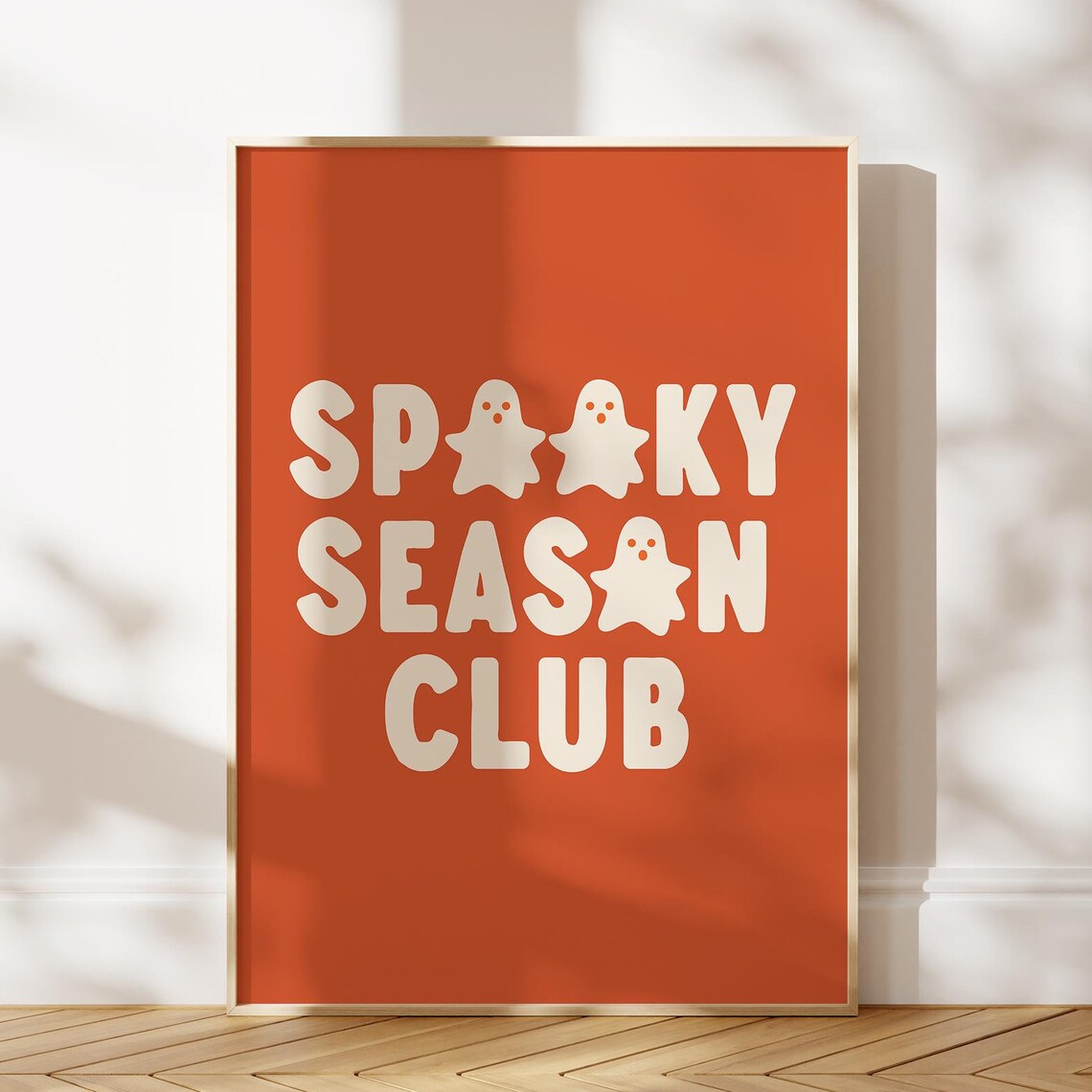 Spooky Season Club Cute Ghosts Retro Halloween Orange Typography Poster