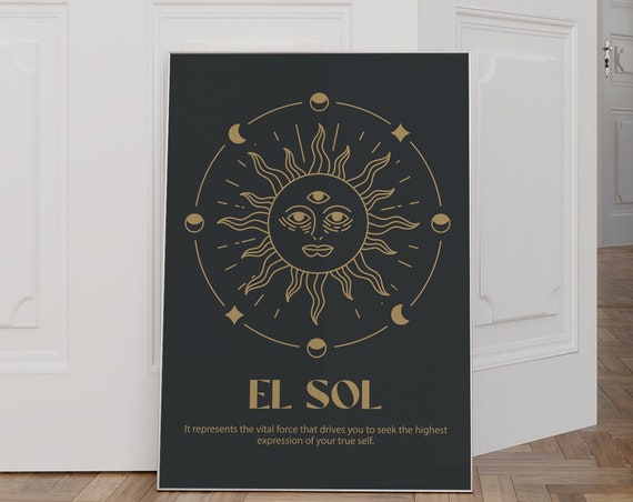 Vintage Sun Print El Sol Poster Inspirational Quote Sun Poster Apartment Decor Spiritual Print Motivational Art Wall Art