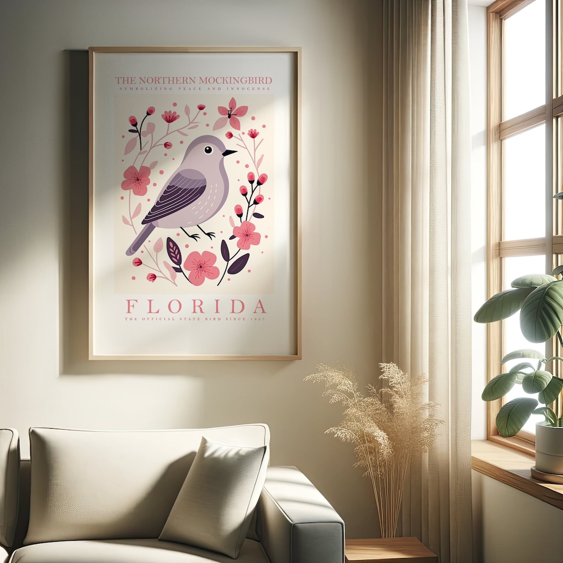 Florida State Bird Mockingbird Art Print