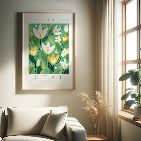 Utah State Flower Sego Lily Trendy Floral Poster