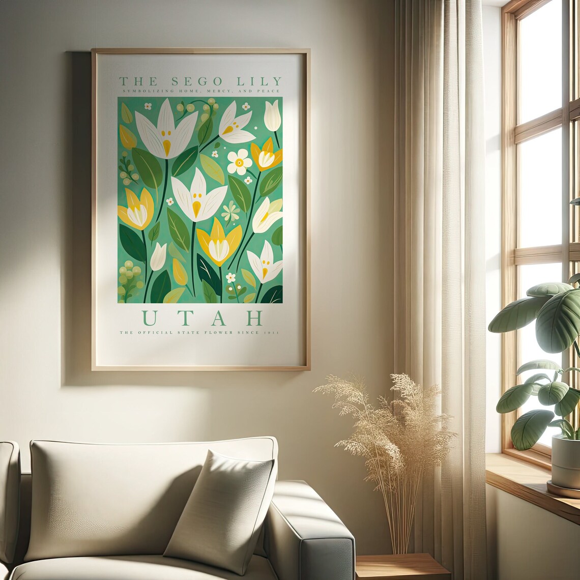 Utah State Flower Sego Lily Trendy Floral Poster