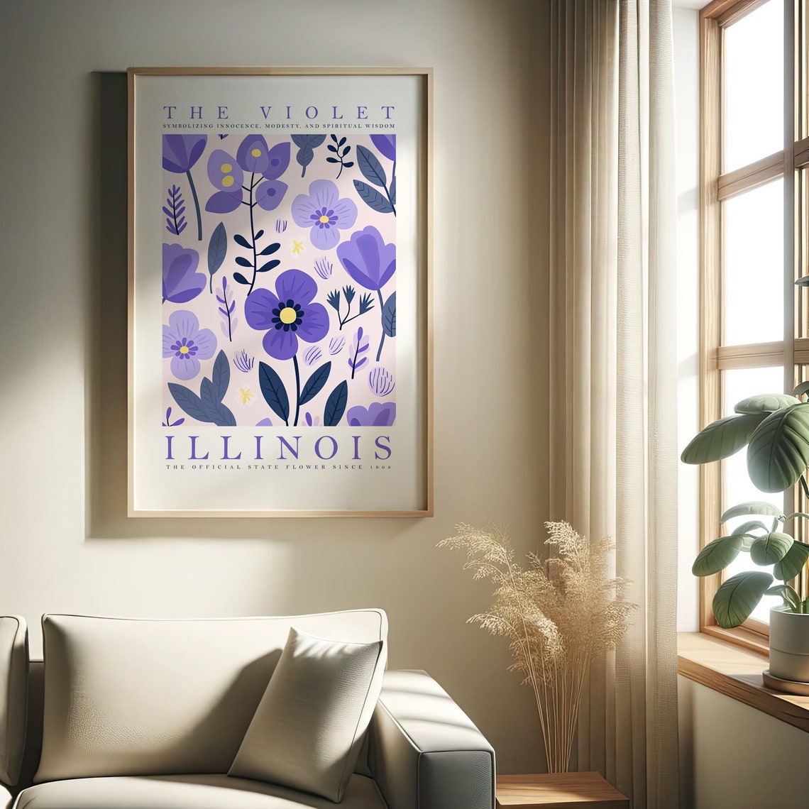 Illinois Violet State Flower Soft Modern Purple Botanical Poster