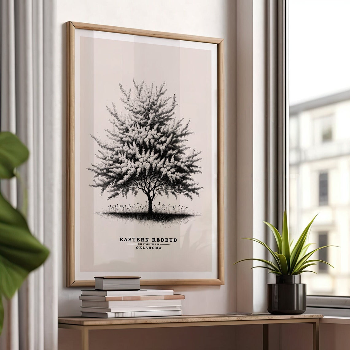 Eastern Redbud Oklahoma State Tree Vintage Botanical Sketch Poster