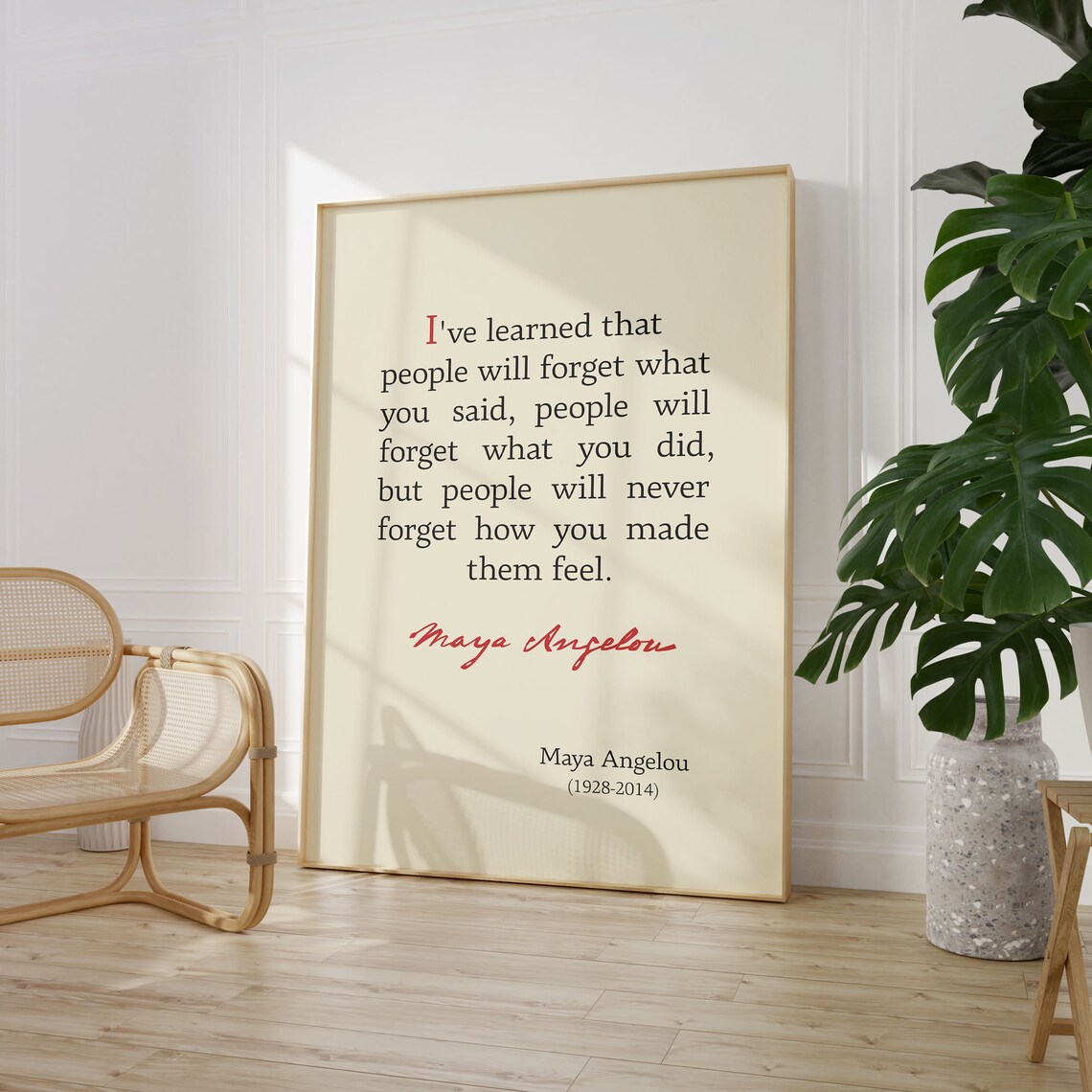 Maya Angelou Kindness Quote People Will Never Forget Feelings Poster - Image 2