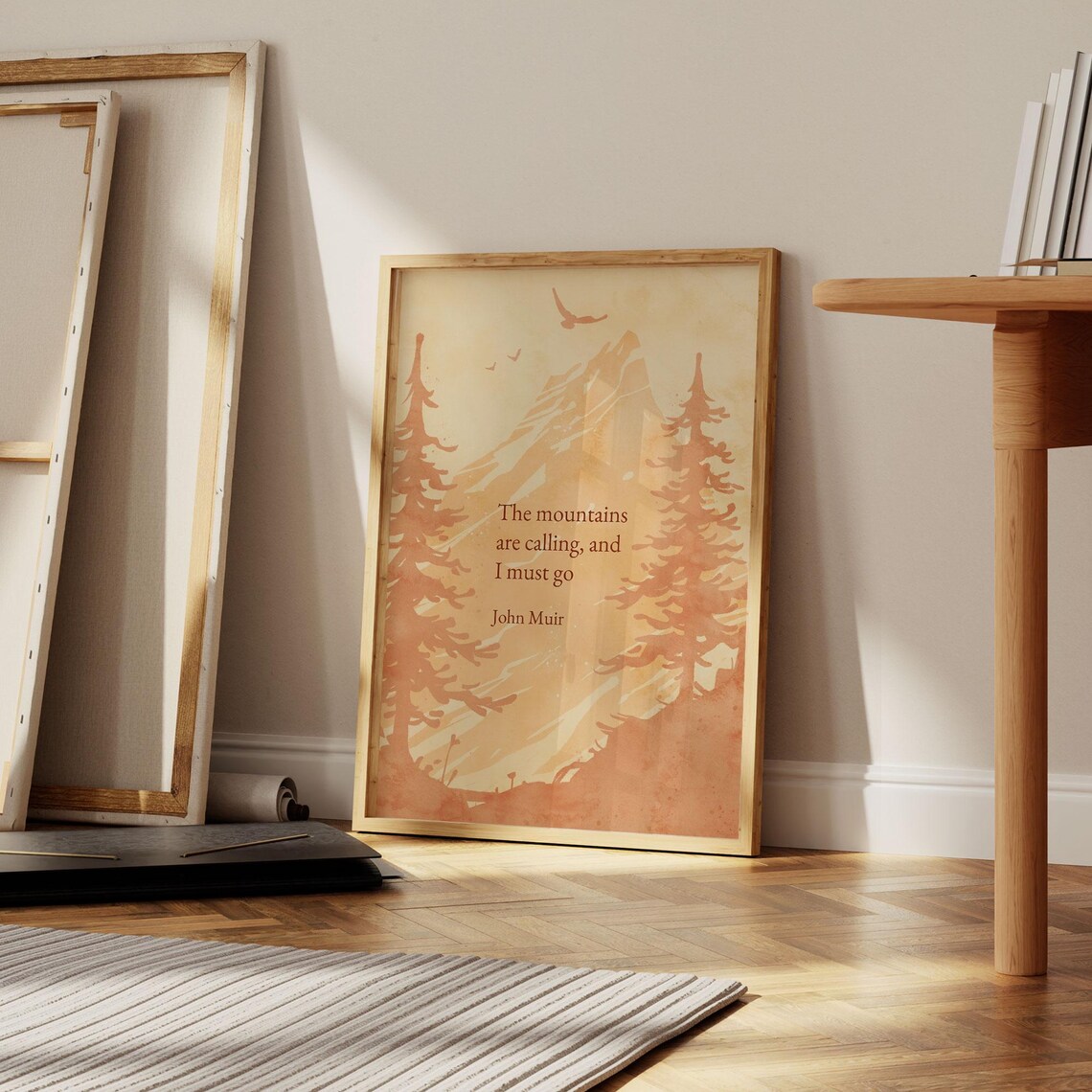 John Muir Mountains Are Calling Adventure Quote Watercolor Poster - Image 4