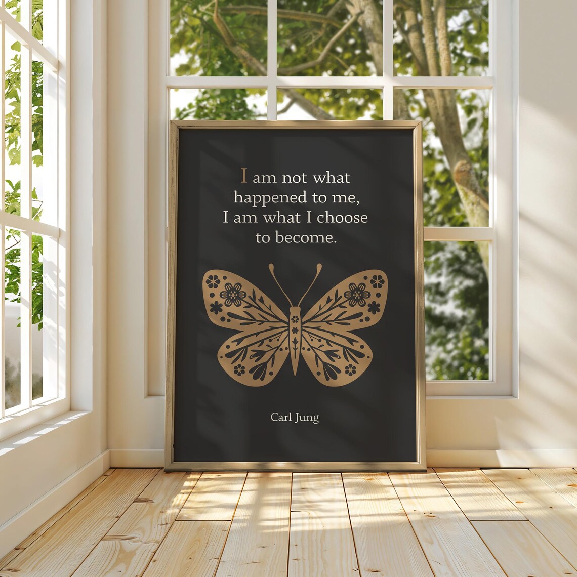 Carl Jung Quote I Am What I Choose To Become Gold Butterfly Poster - Image 4