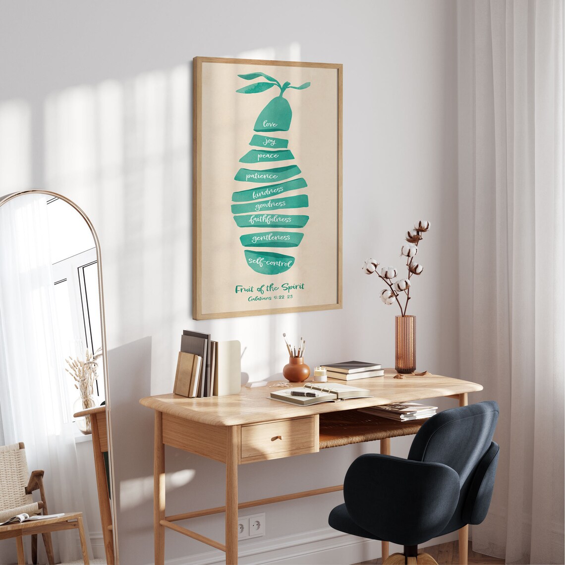 Fruit Of The Spirit Galatians 5 22 23 Green Watercolor Pear Poster - Image 5