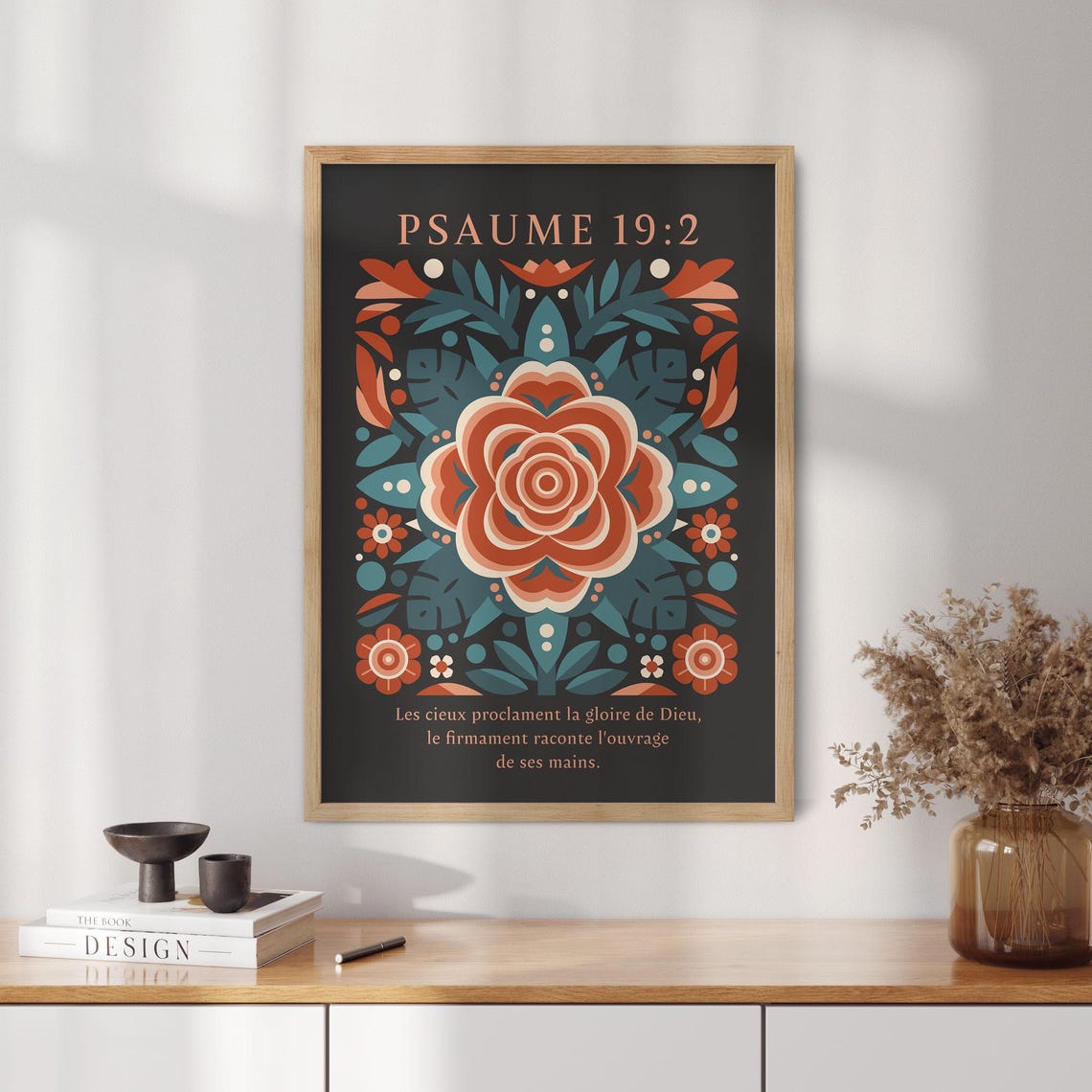 Psaume 19 2 French Psalm Dark Folk Floral Scripture Wall Poster