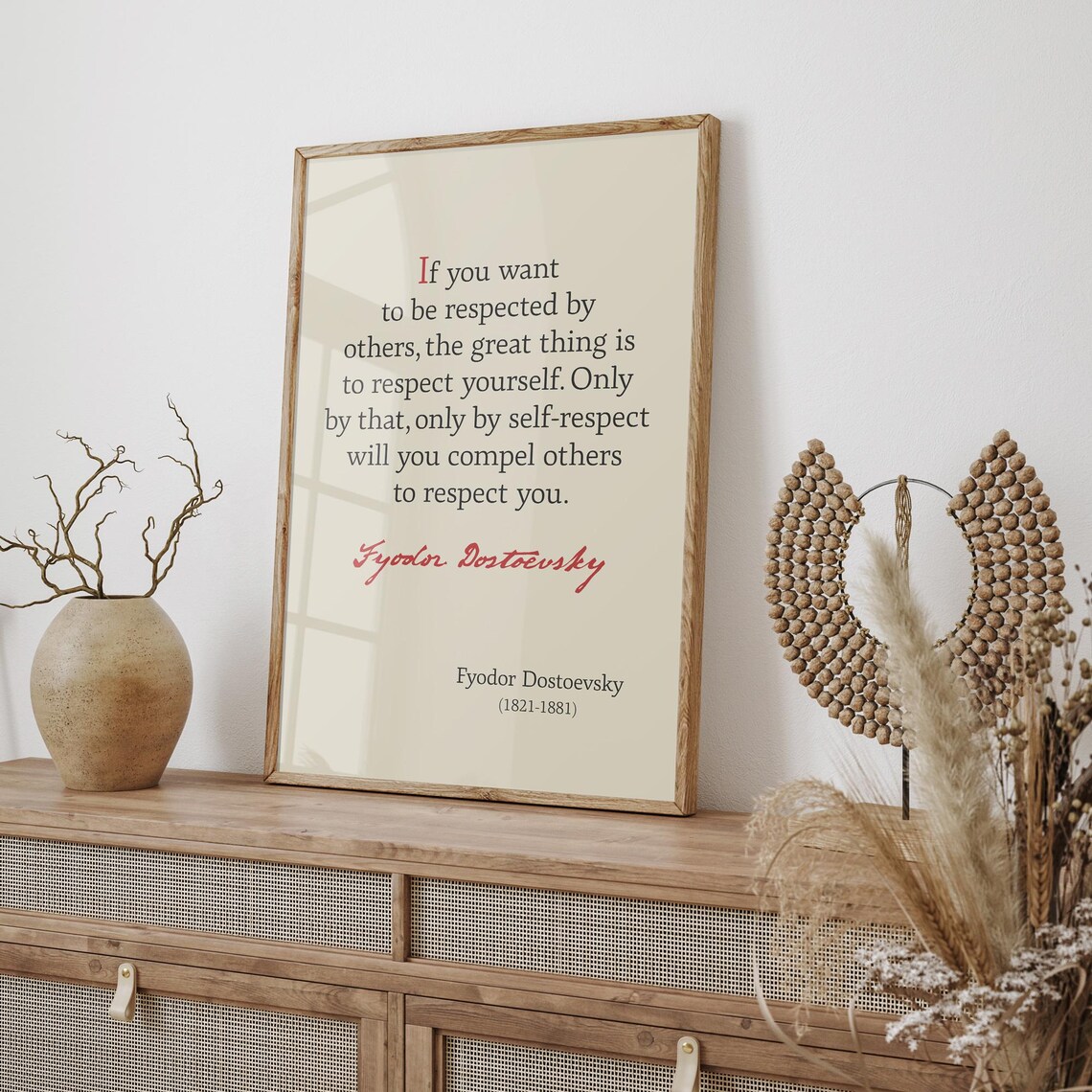 Fyodor Dostoevsky Self Respect Quote Classic Literature Cream Poster - Image 2