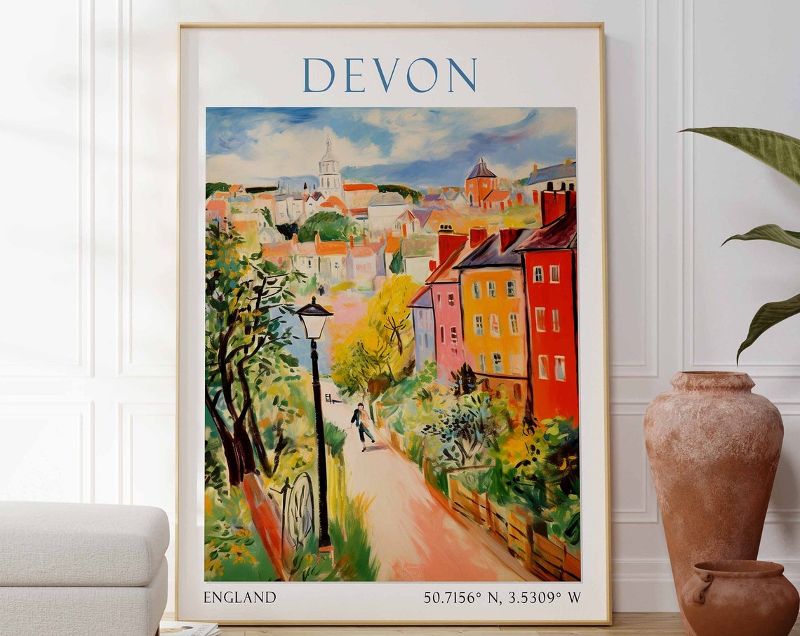 Devon Travel Poster, Devon Decor
