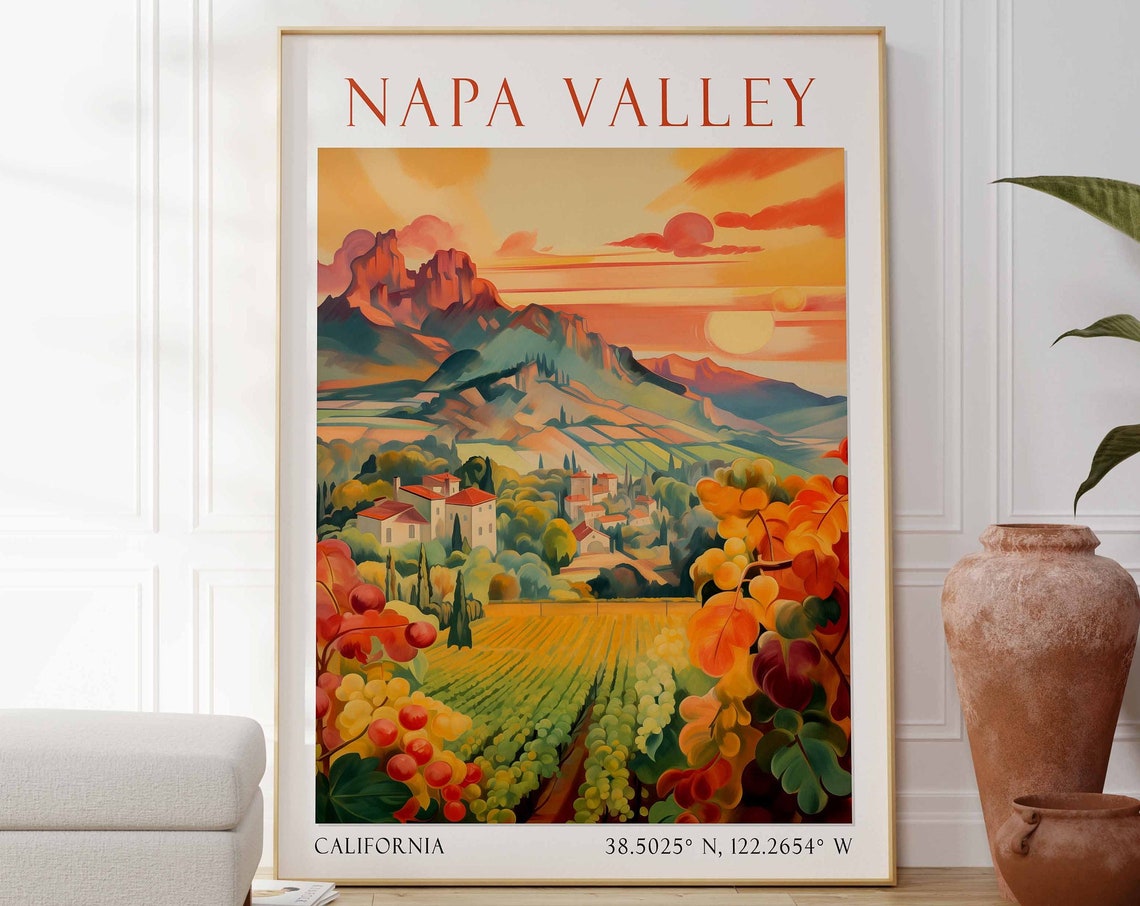 Napa Valley Poster California Print Napa Valley Travel Print Napa Valley Travel Poster California Poster California Travel Poster