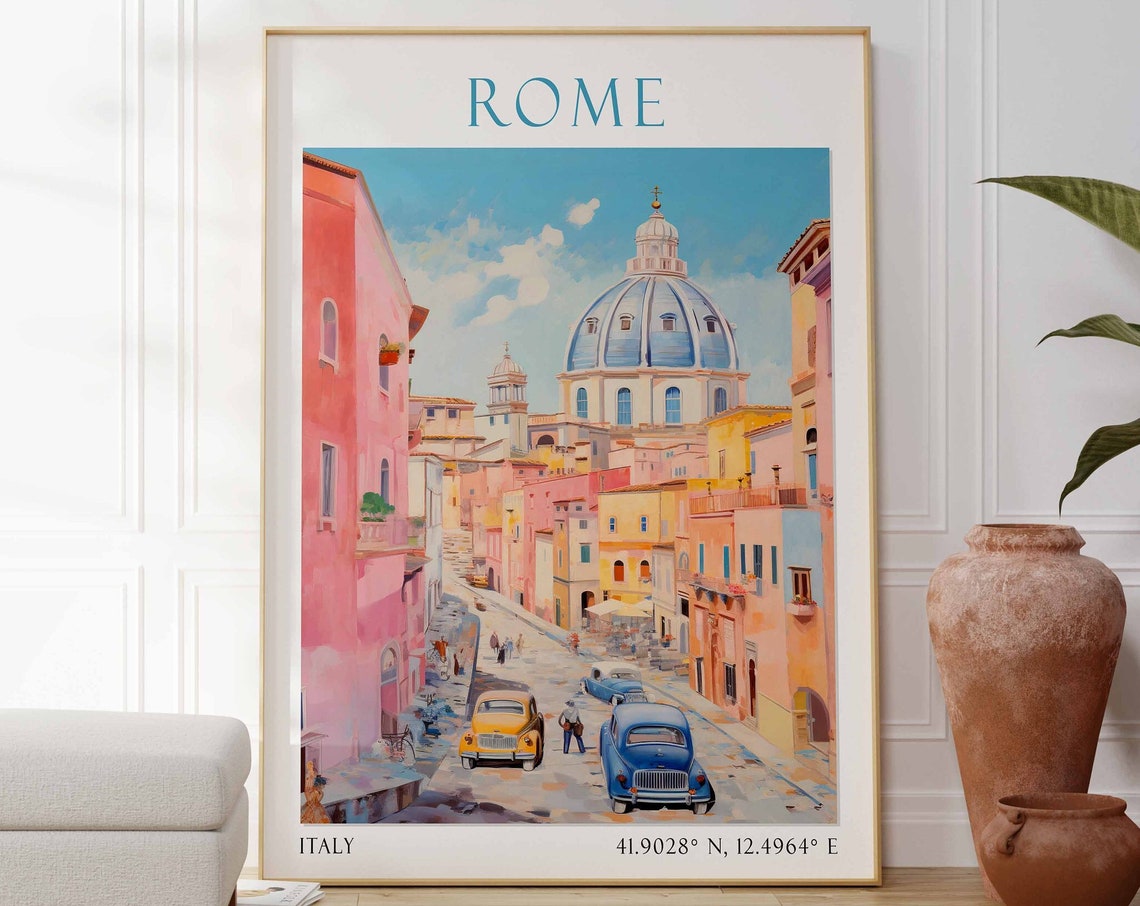 Rome Travel Print Rome Travel Poster Italy Wall Art Italy Travel Decor Rome Wall Art Rome Travel Gift Rome Art Print Italian Decor