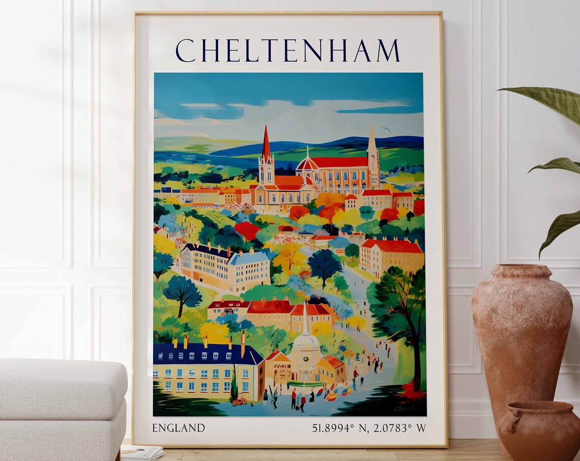 Cheltenham Travel Poster, England Wall Art Print
