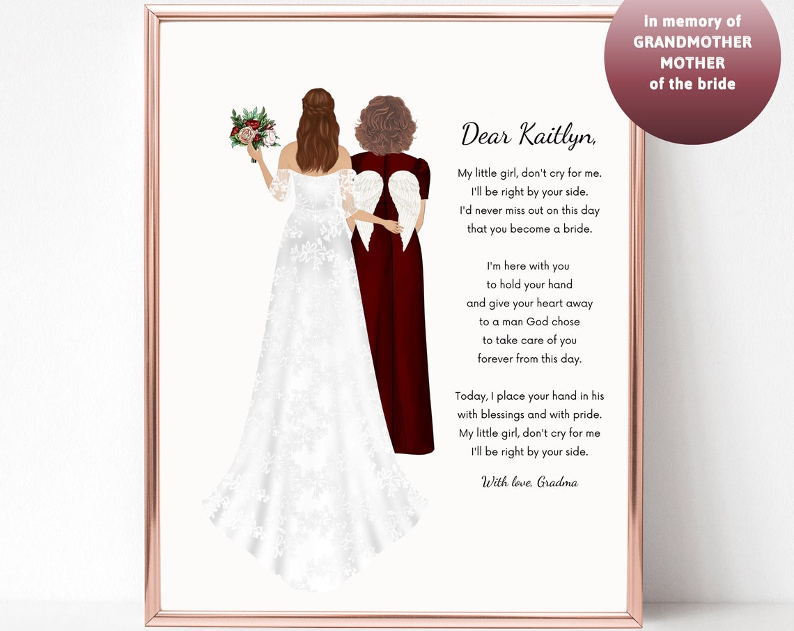 Dear Kaitlyn Passed Away Grandmother Bride Memorial Poem Poster Gift