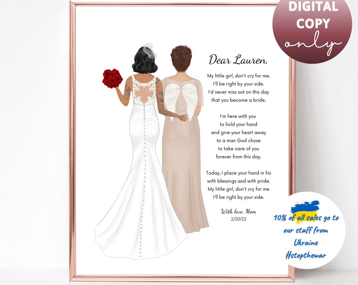 Bride With Her Angel Mother Dear Lauren Memorial Wedding Poster