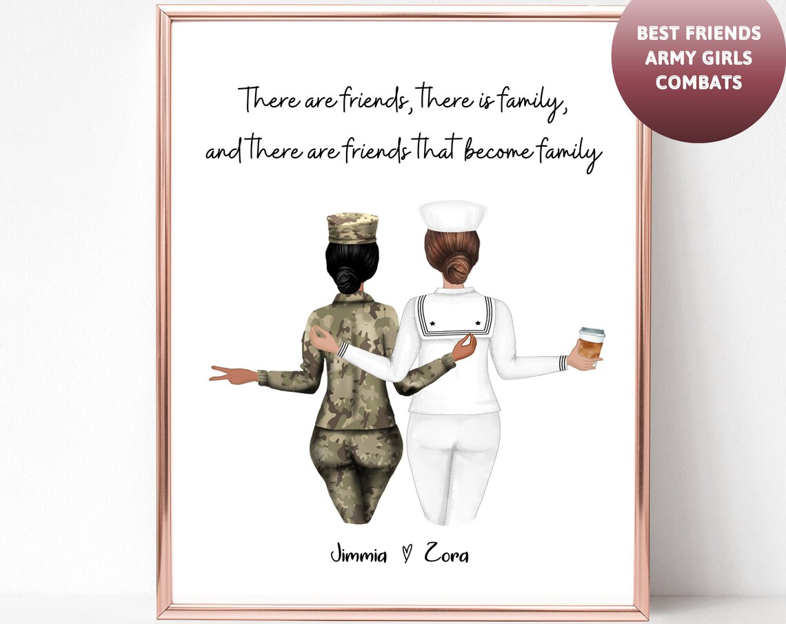Friends That Become Family Army Navy Best Friends Gift Poster