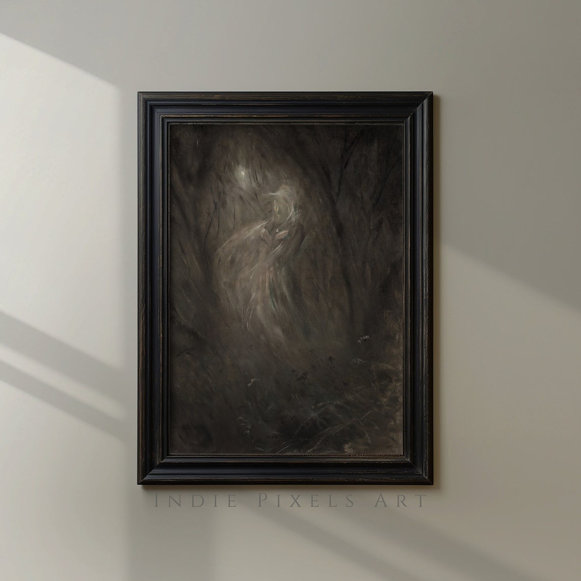 Vintage Ghost in Dark Forest Spooky Halloween Art Wall Print